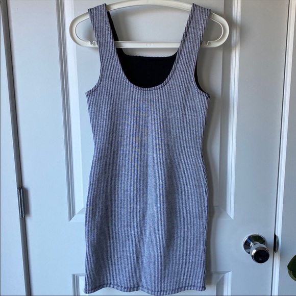 Topshop Gray Ribbed Bodycon Mini Dress Size 4 - Picture 4 of 6